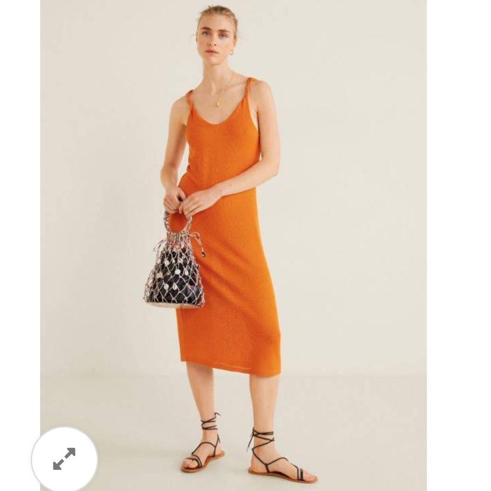 NWOT Mango orange midi dress